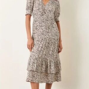 Ba&sh Patterned Midi V- Neck Dress Size Large Women’s